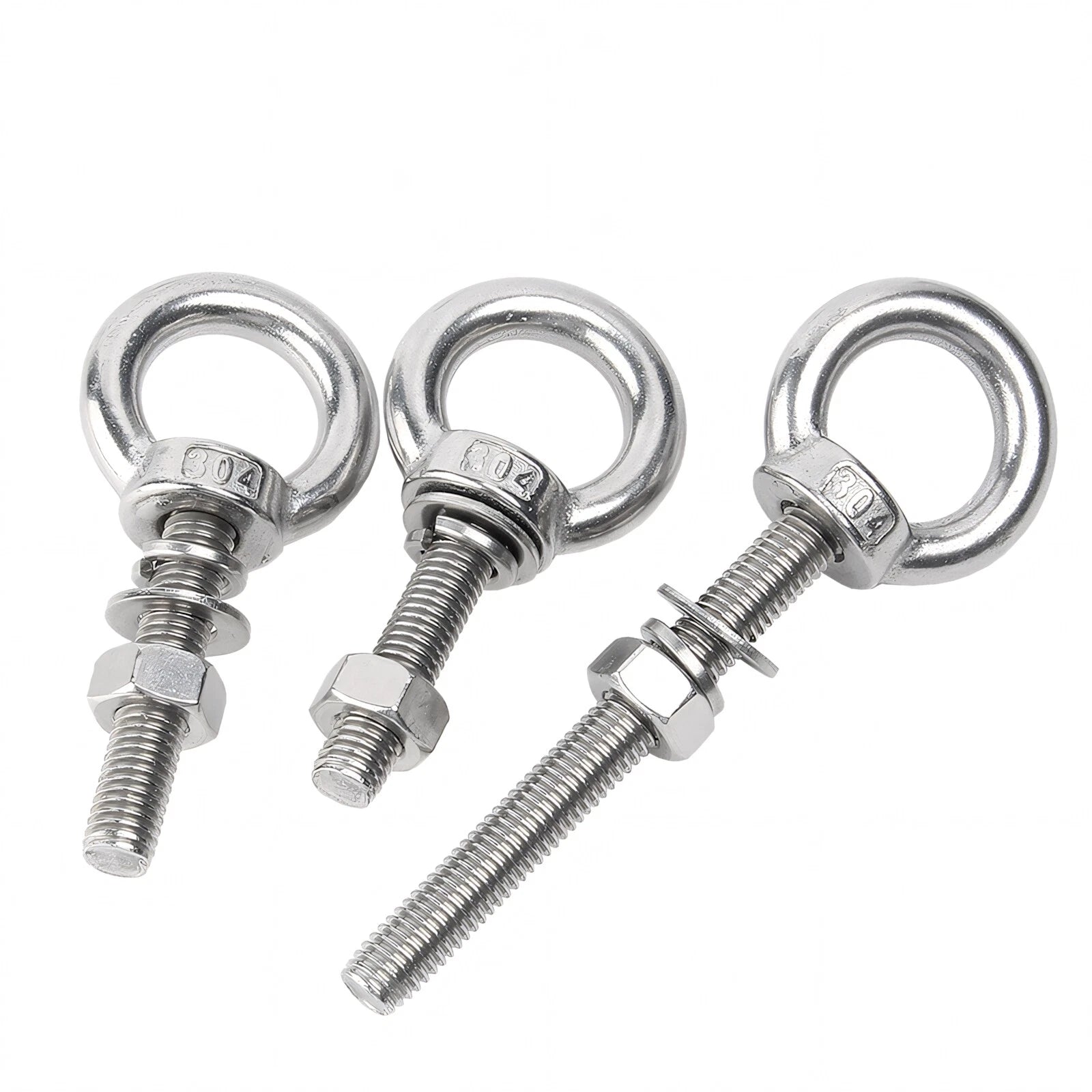 M3 M4 M5 - M20 Eye Bolts Kit Screws Nut Washer Long Boat Stainless Steel A2 304