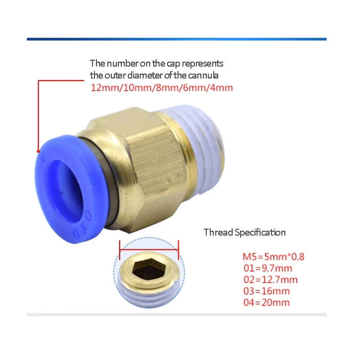 Male Stud Push-to-Connect Brass Fitting | BSPT & Metric Thread | 4mm–12mm Tube OD