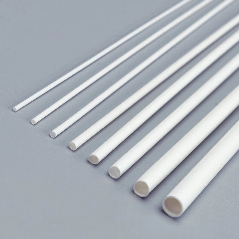 White ABS Round Hollow Tube — Styrene Plastic Pipe for DIY Models & Crafts, 2mm–8mm × 250mm