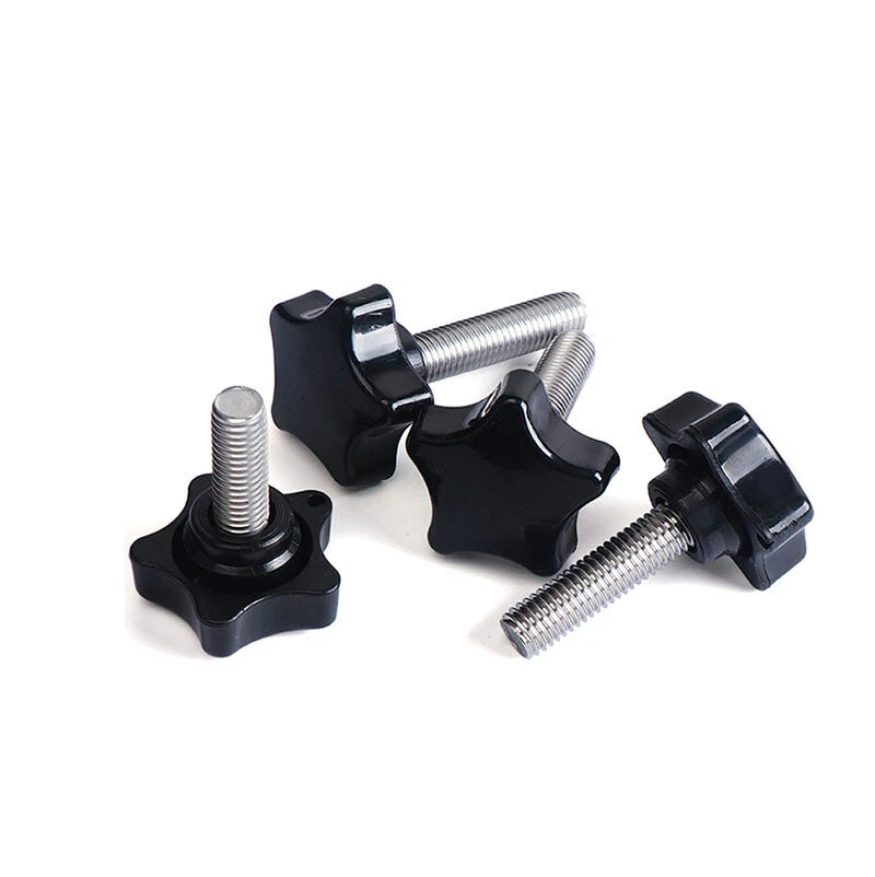 Plastic Black Thumb Screw M5 M6 Male Thread Pentagram Star Knob Grip Hand Screws