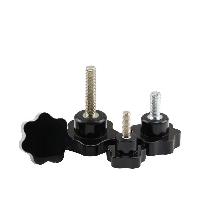 M8 Plastic Black Thumb Screw Male Thread Star Knob Grip Hand Tightening Screws