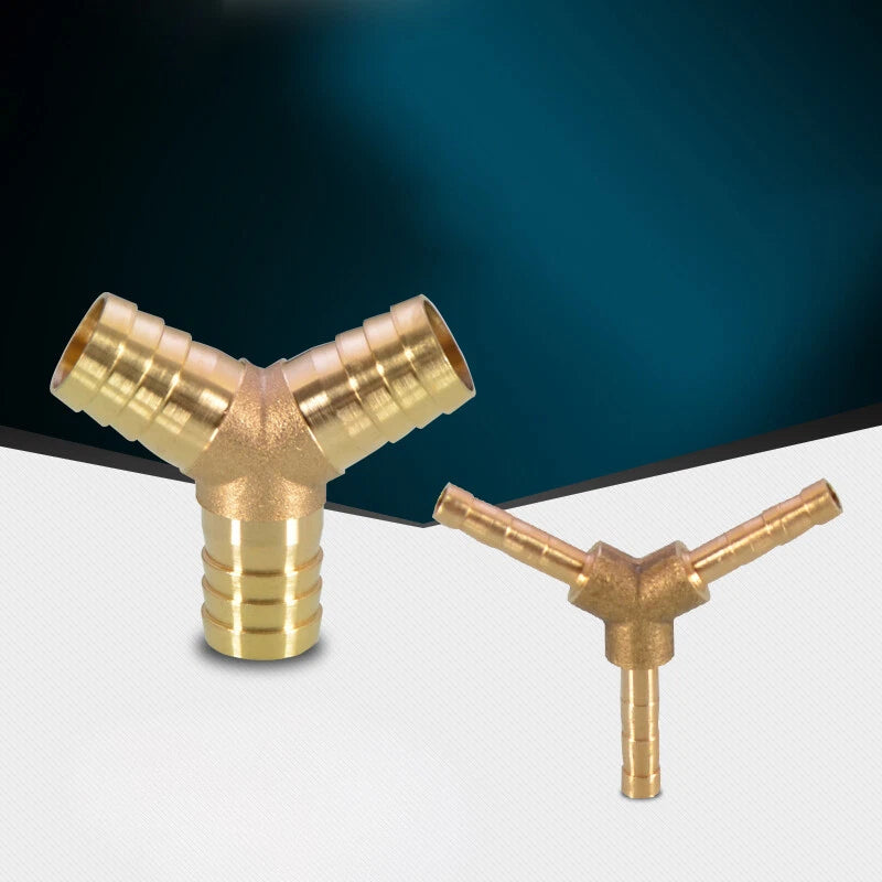 Brass Y-Piece 3-Way Reducer Joiner — Air Gas Fuel Water Pipe Fitting OD 4mm–19mm