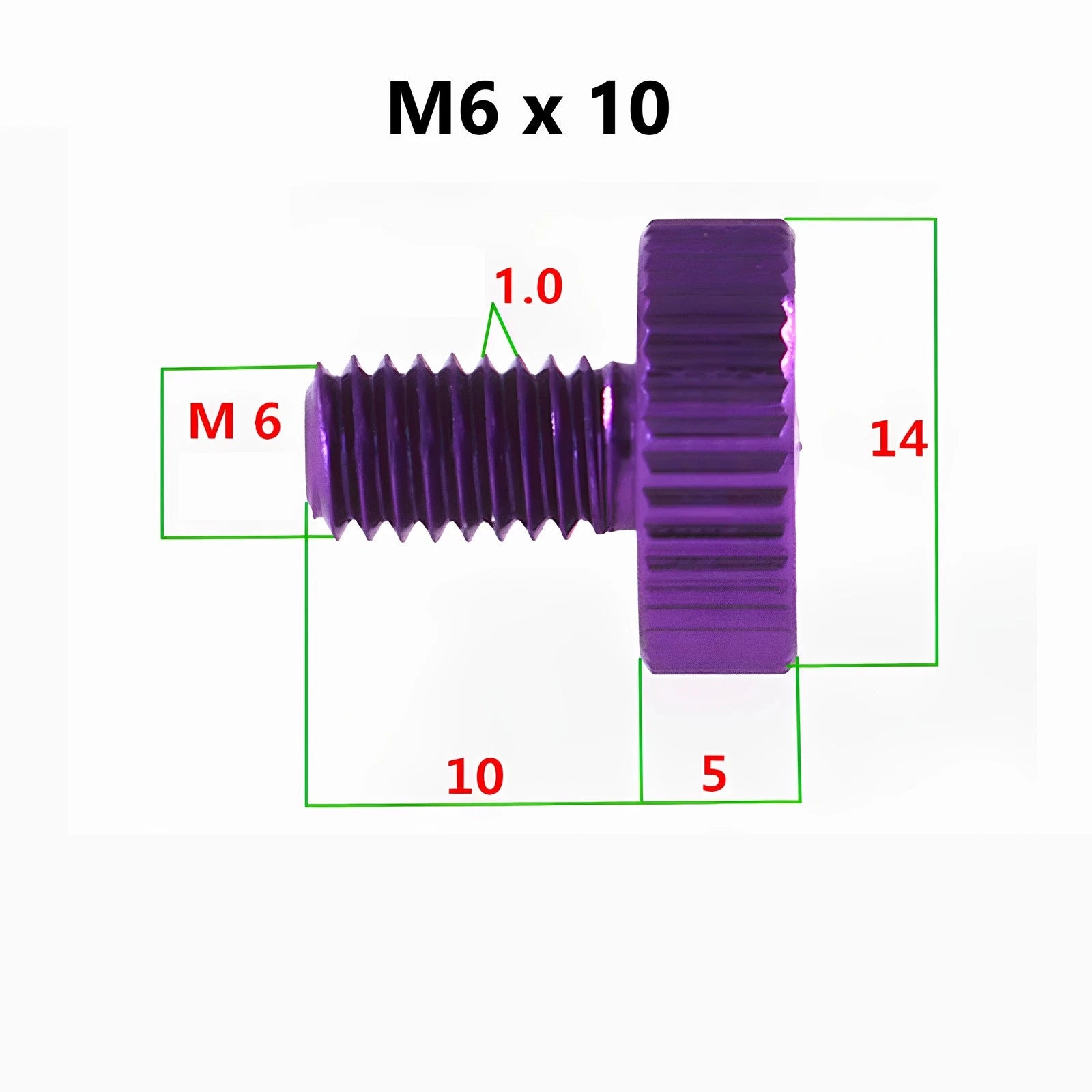 Knurled Thumb Screws M6 x 10mm Aluminum Alloy DIY Hand Tighten Grip Knob Bolts