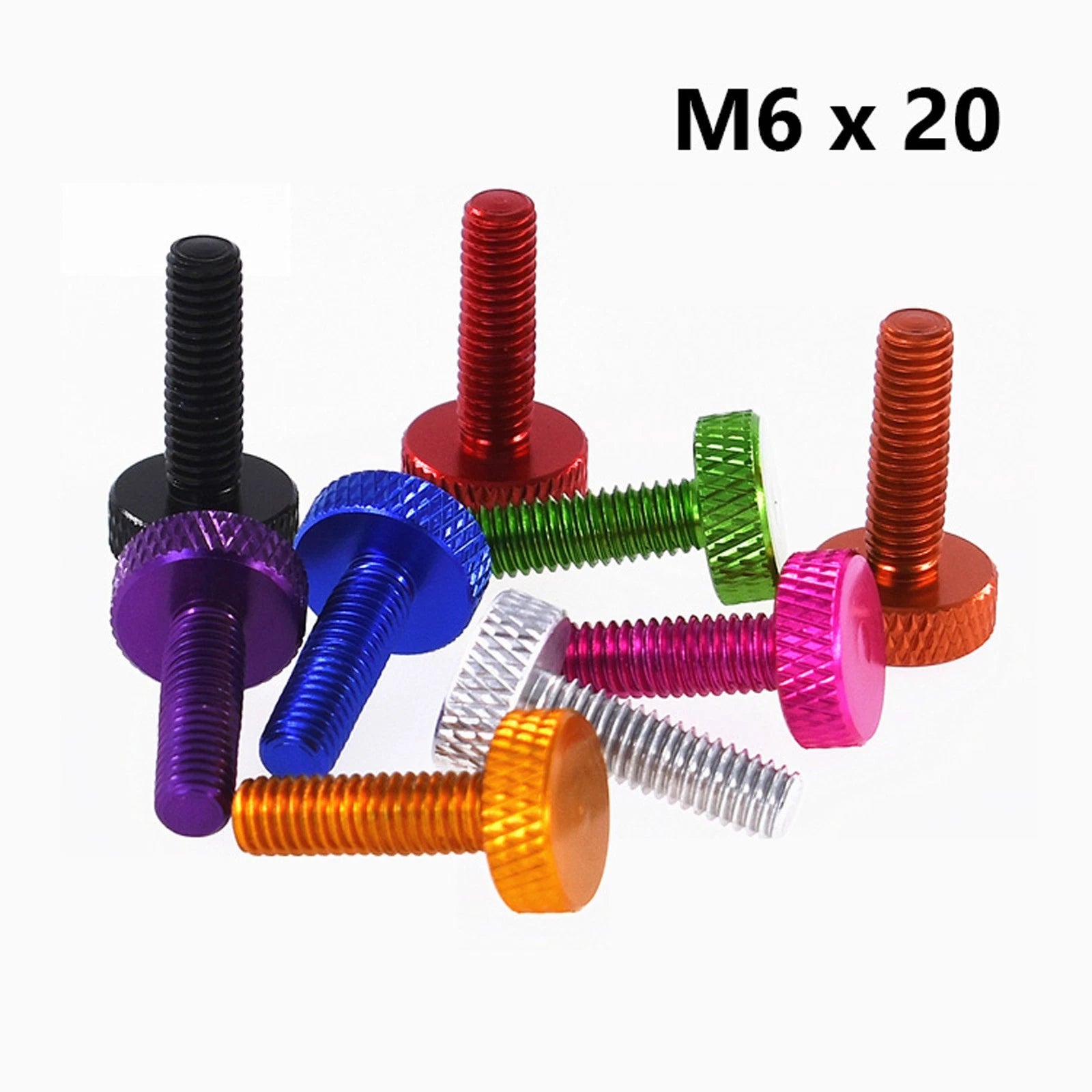 M6x20mm Knurled Thumb Screws Aluminum Alloy DIY Hand Tighten Grip Knob Bolts