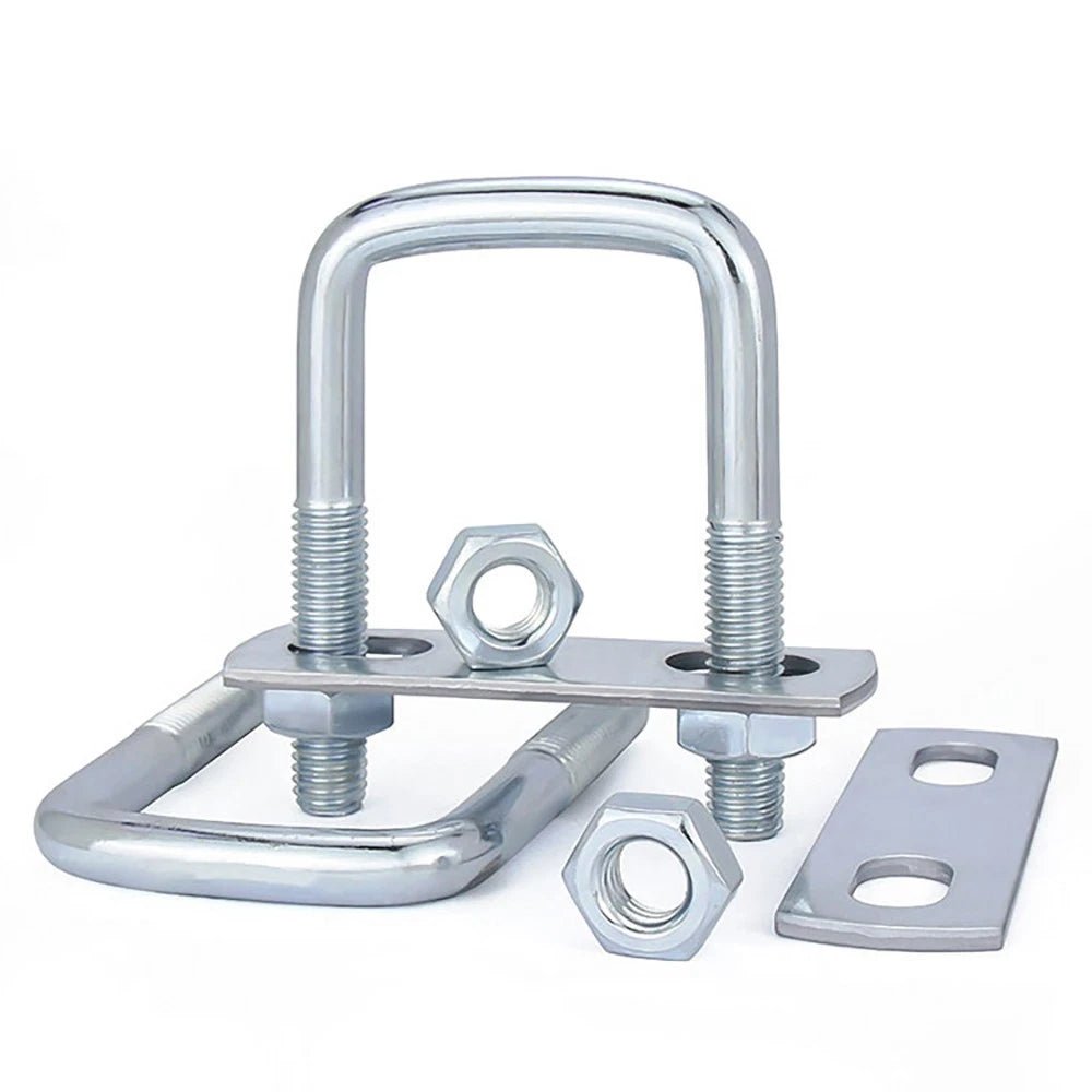 Square U - Bolts with Plate and Nuts – M6 M8 M10 M12 Zinc Plated, Trailer & Pipe Clamp Fasteners - HomeDIYer