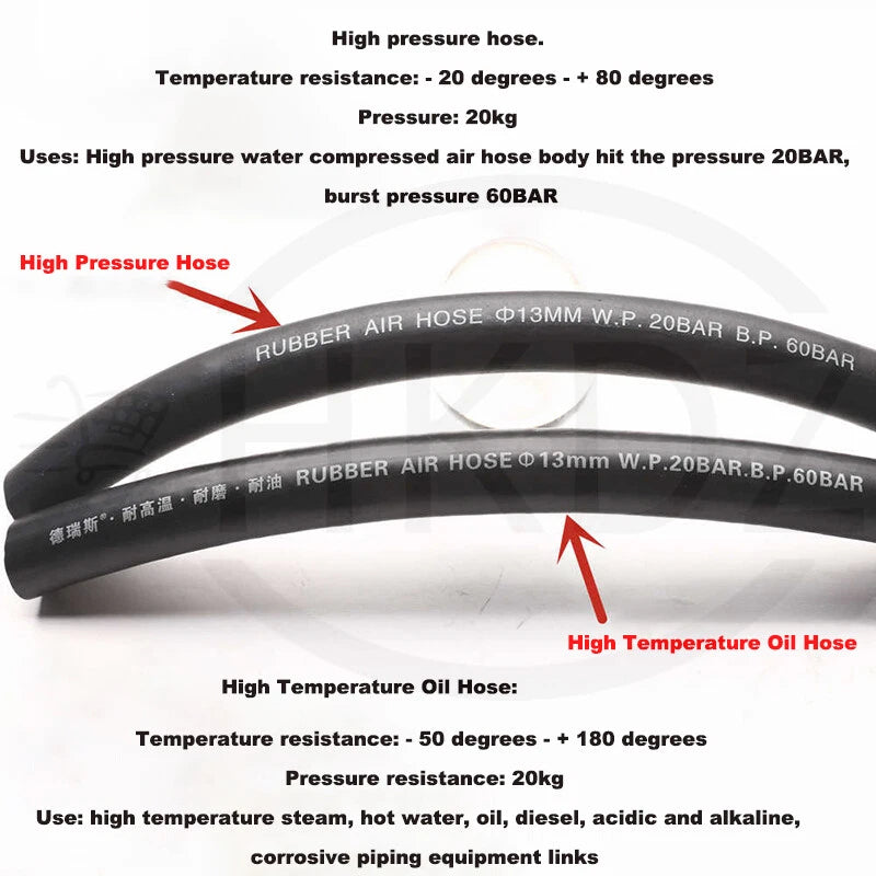 High-Temperature Resistant Oil Pipe Black Rubber High-Pressure Air Hose 6mm-28mm