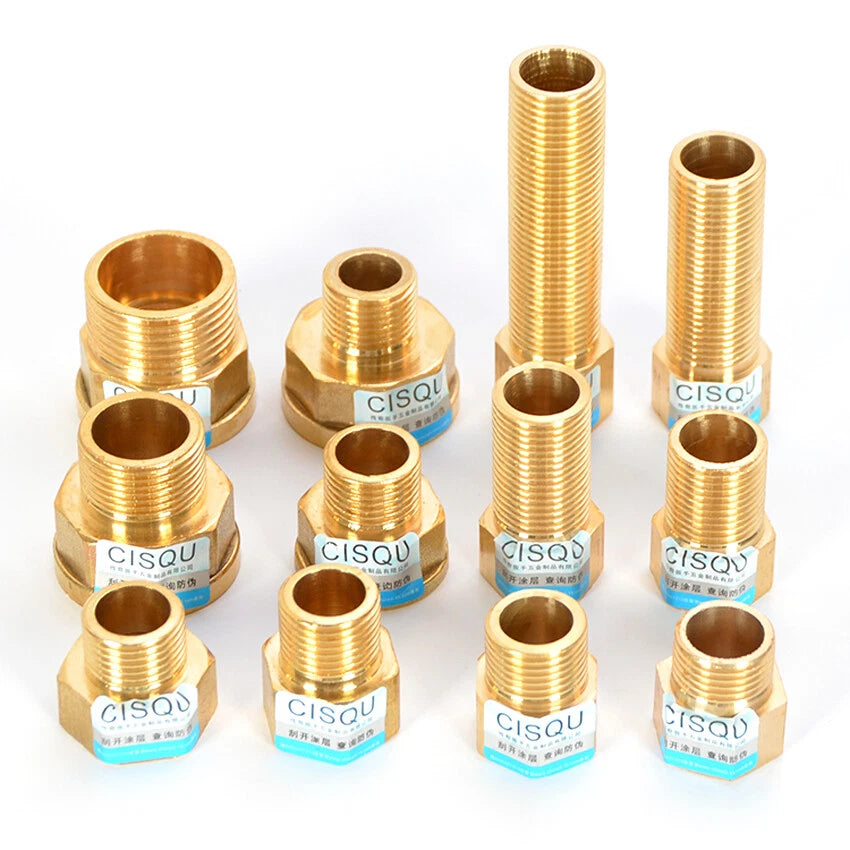 BSP Female x Male Brass Extension Pipe Fittings — Hex & Octagon Adapters