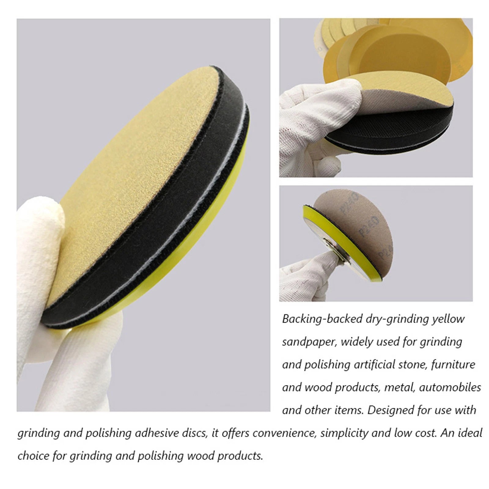 5 Inch 125mm Sanding Discs 40-1000 Grit Hook Loop Sandpaper Yellow Dry Grinding