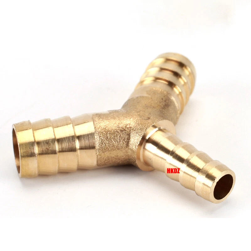 Brass Y Barbed Hose Tail Joiner — Tube Connector for Air, Water, Fuel & Gas