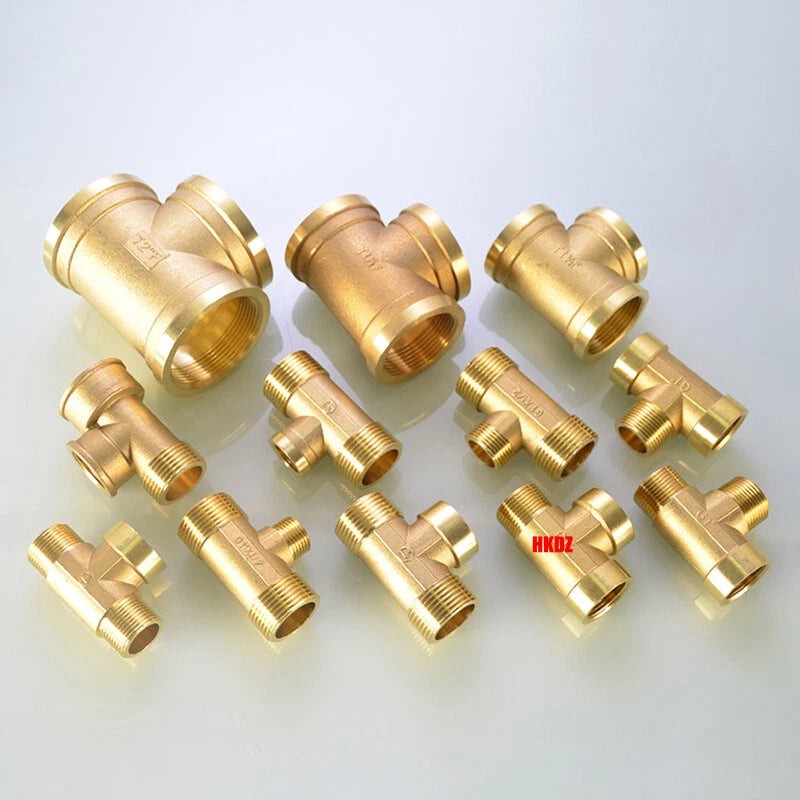 Brass T-Shape Pipe Fittings 1 2"~2" BSP Male Female Thread Tee Connector Adapter