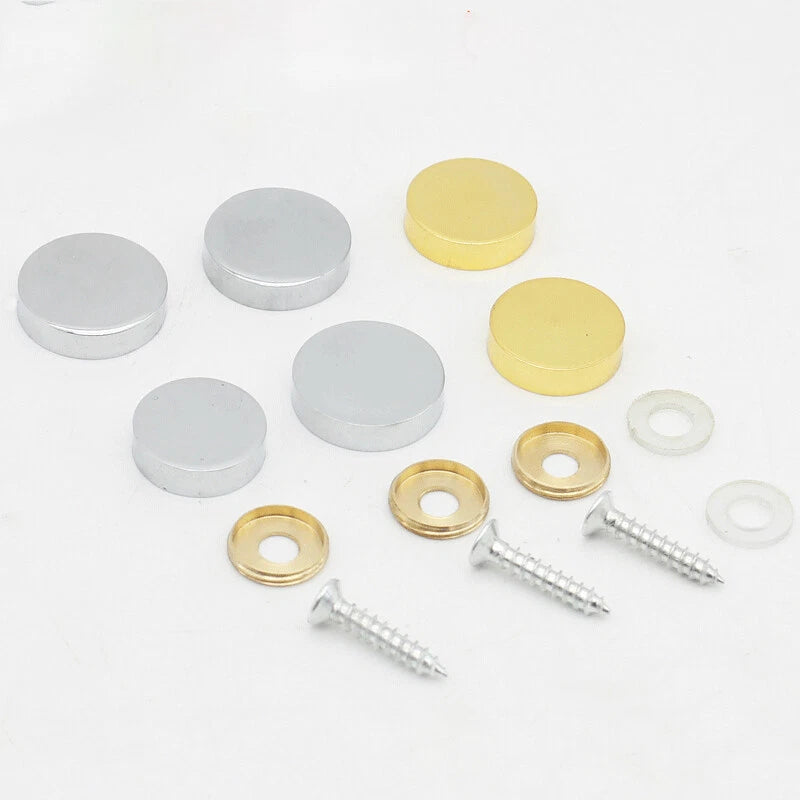 Mirror Screws Cap – Brass Chrome Decorative Cover Caps (10mm to 25mm) for Glass & Furniture – Silver/Gold