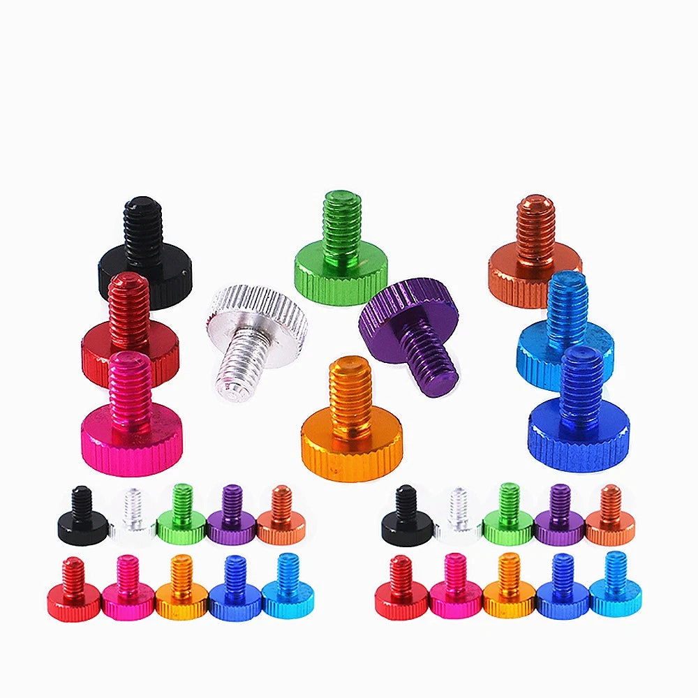 M6x10mm Aluminium Knurled Thumb Screws Flat Head Hand Grip Knob Bolts PC Case