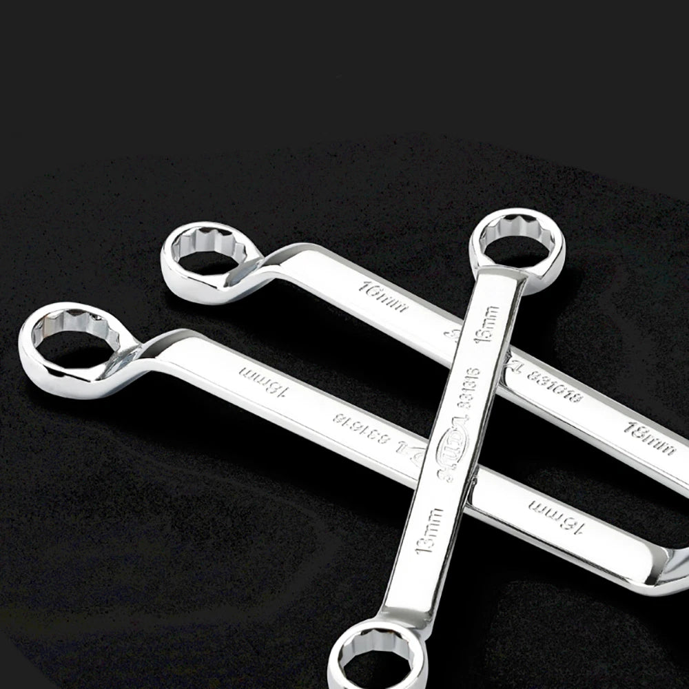 Double Ring Spanner Wrench 5.7mm-41mm 1pc Metric Spanners 75 Offset  Silver