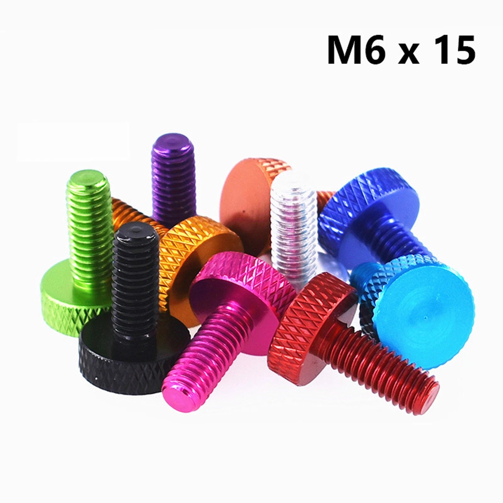 M6x15mm Knurled Thumb Screws Aluminum Alloy DIY Hand Tighten Grip Knob Bolts