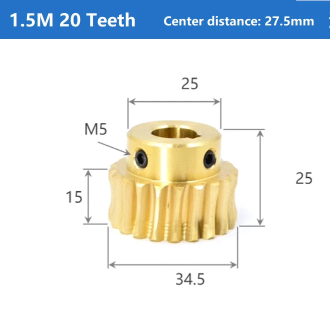 Module 1.5M Brass Worm Gear Wheel 20/25/30/40T Teeth  Worm Gears Bore 8-20mm