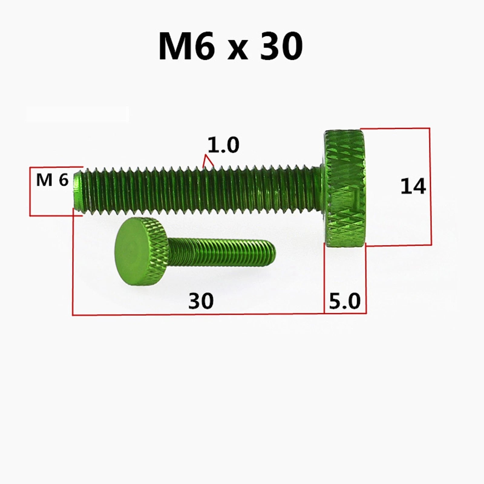 M6x30mm Knurled Thumb Screws Aluminum Alloy DIY Hand Tighten Grip Knob Bolts
