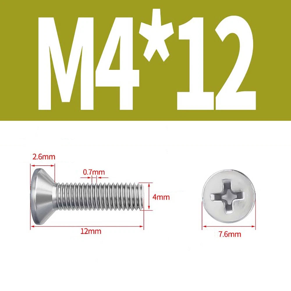 M2–M8 A4 Stainless Steel Phillips Countersunk Screws – Marine Grade, DIN 965, Fully Threaded (3–100mm)