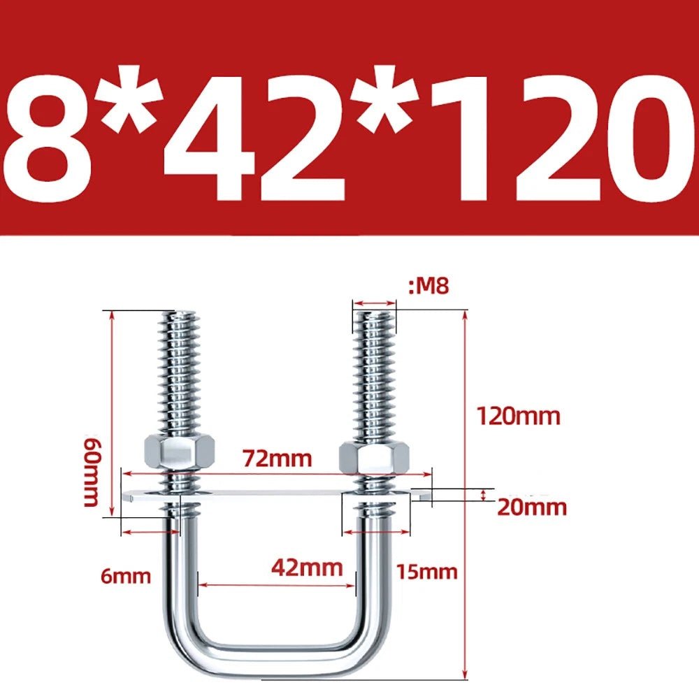 Square U - Bolts with Plate and Nuts – M6 M8 M10 M12 Zinc Plated, Trailer & Pipe Clamp Fasteners - HomeDIYer