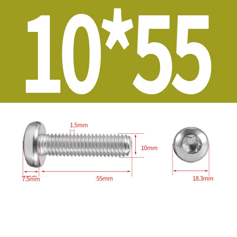 M6 M8 M10 A2 STAINLESS STEEL TORX PAN HEAD MACHINE SCREWS HEXOBULAR BOLTS