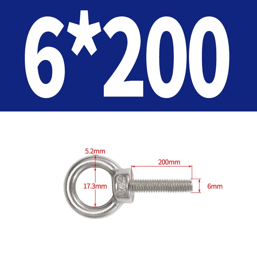 A2 Stainless Steel Lifting Eye Bolts DIN 580 — M3 M4 M5 M6 M8, 9mm–200mm - HomeDIYer