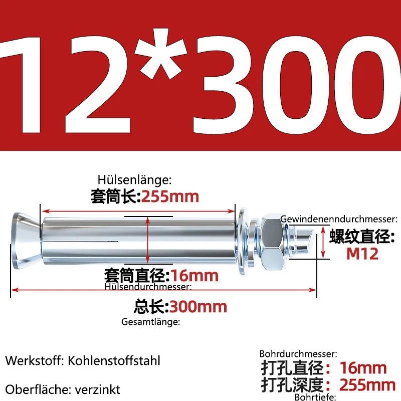 Sleeve Anchor Expansion Bolts for Concrete – Galvanised Carbon Steel M6 to M20 - HomeDIYer