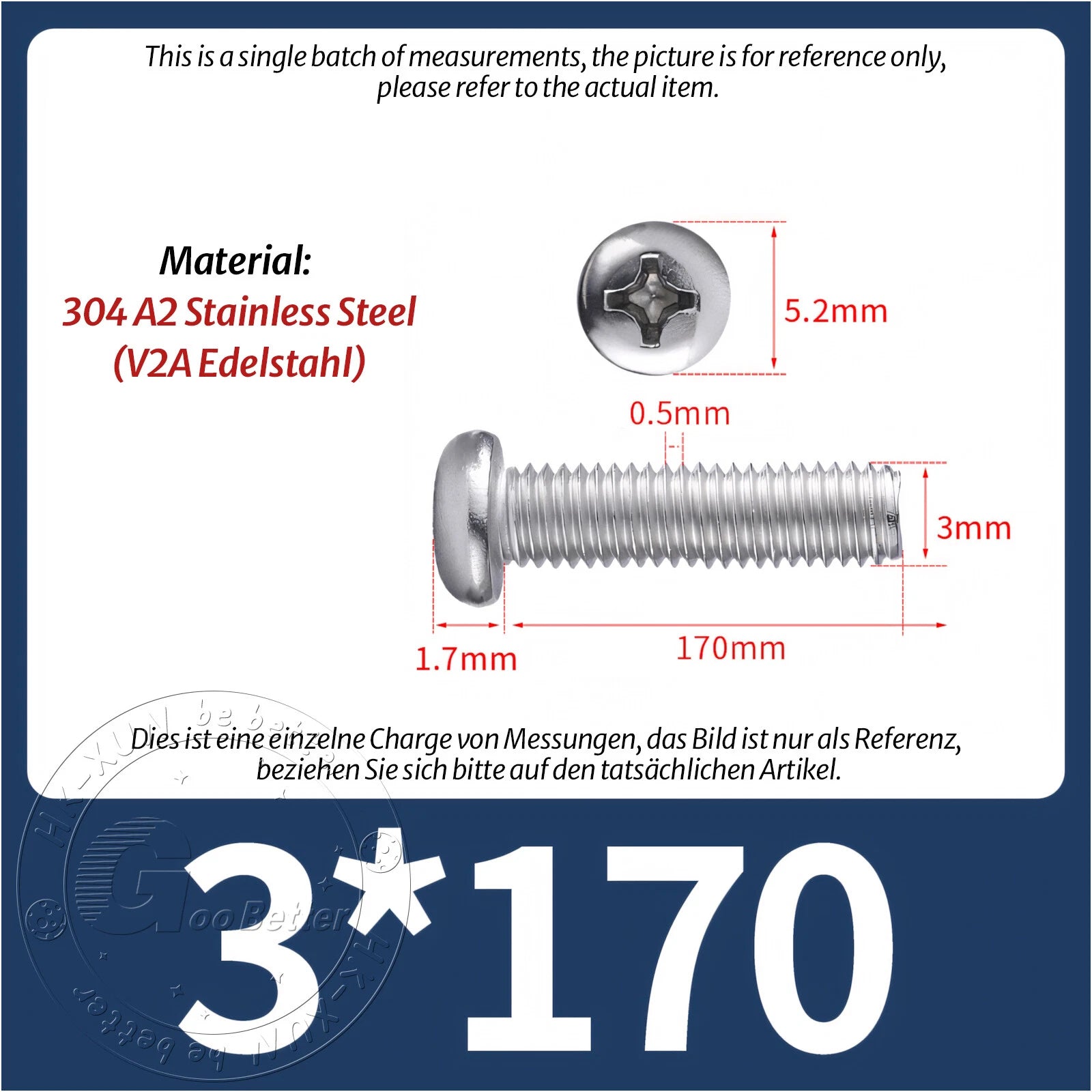 M3 M3.5 Phillips Pan Head Machine Screws – A2 Stainless Steel DIN 7985H (3–180mm Lengths)