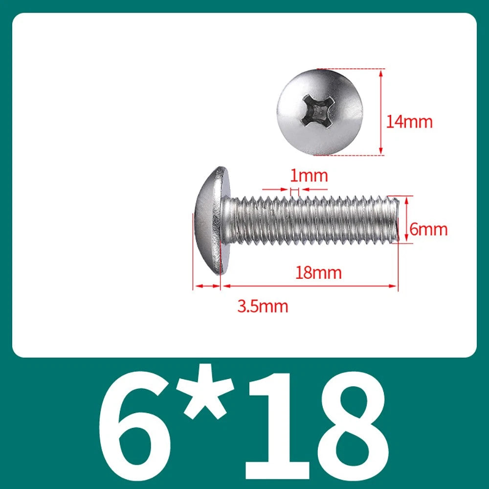M4-M8 Phillips Truss Head Machine Screw Large Flat Head Screws Stainless Steel