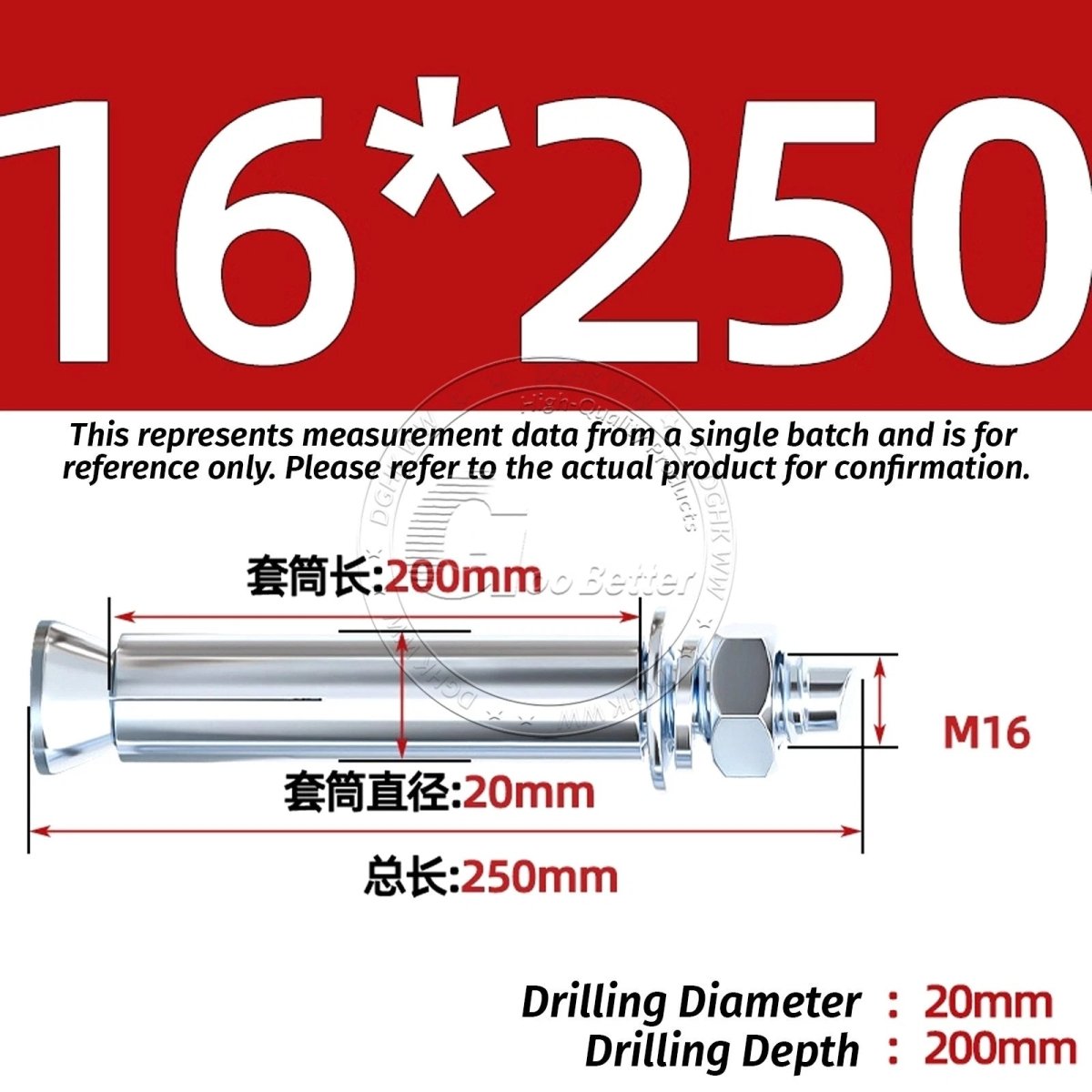Concrete Expansion Anchor Bolts M6–M20, Extra Long Masonry Wall Screws – Iron Blue White Zinc / Iron - colour Zinc - HomeDIYer