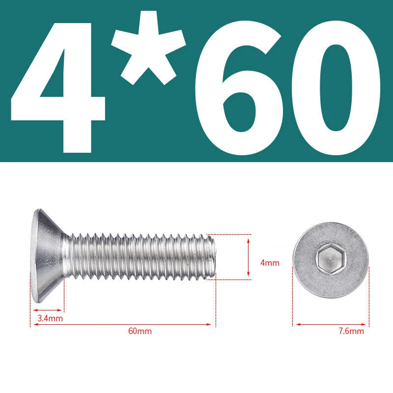 Allen Countersunk Head Screws V4A Steel Hexagon Socket Flat Head Machine Screw