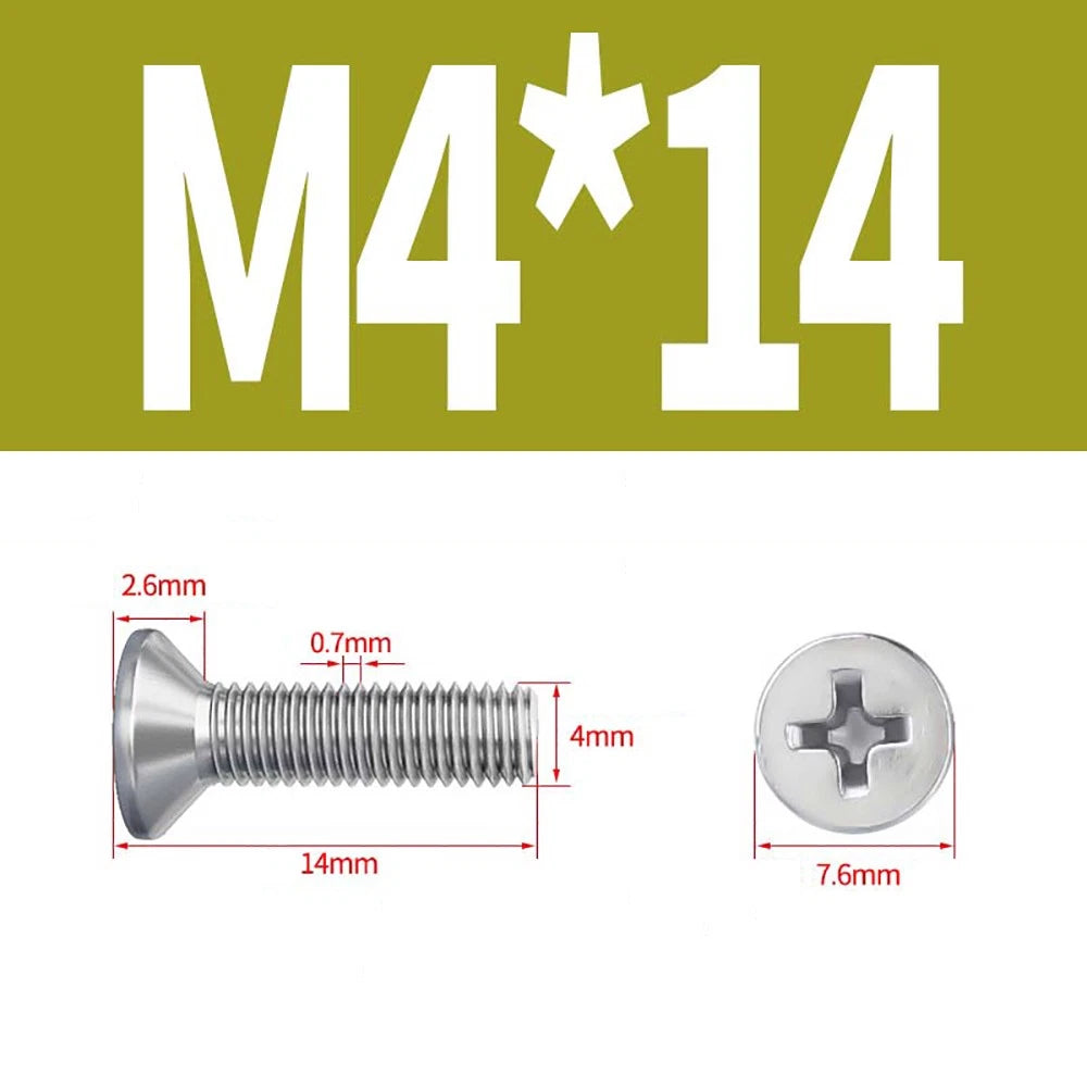 M2–M8 A4 Stainless Steel Phillips Countersunk Screws – Marine Grade, DIN 965, Fully Threaded (3–100mm)