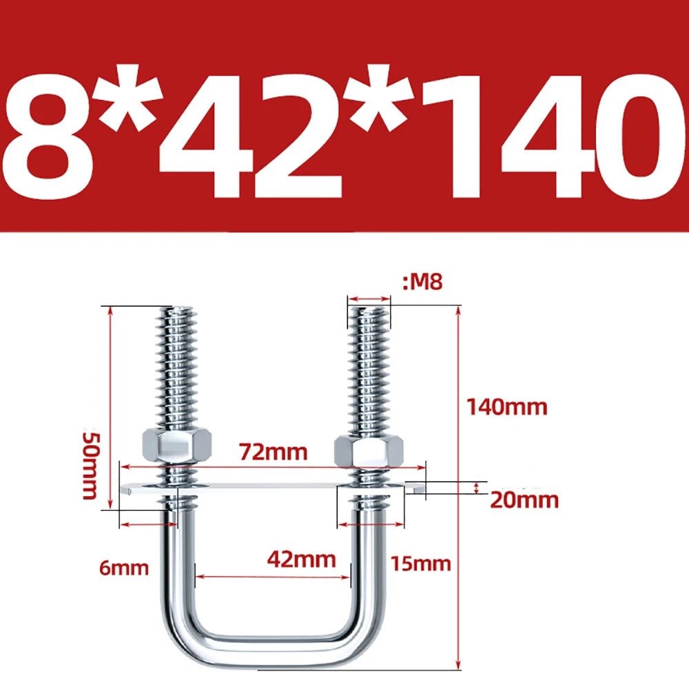 Square U - Bolts with Plate and Nuts – M6 M8 M10 M12 Zinc Plated, Trailer & Pipe Clamp Fasteners - HomeDIYer