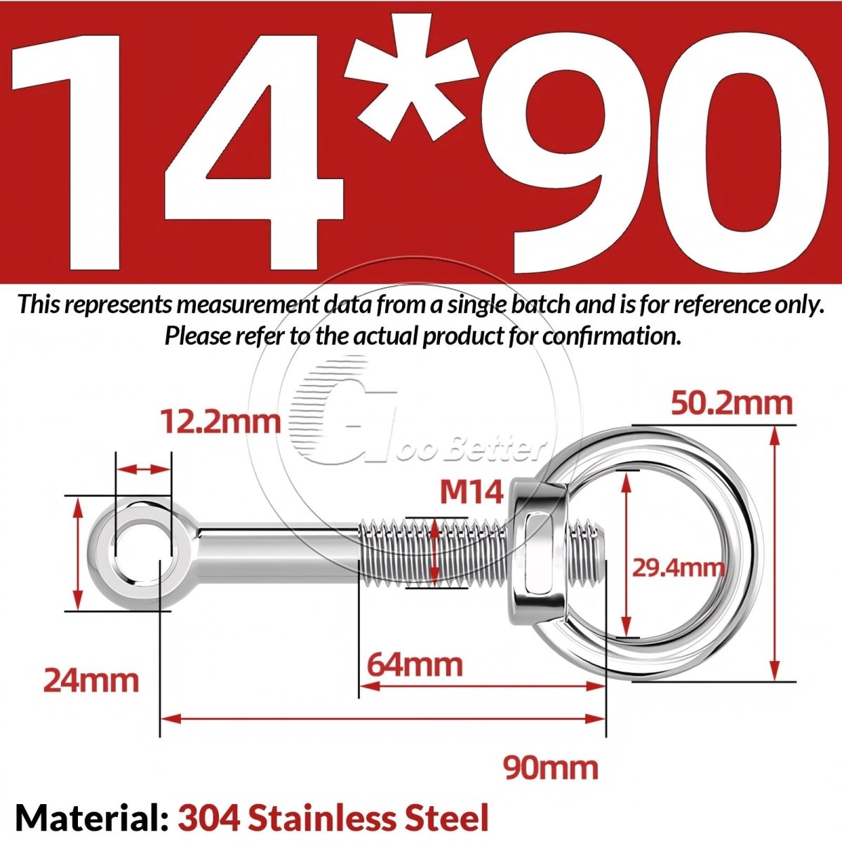 M10 M12 M14 Stainless Steel Eye Bolt & Eye Nut Set — A2 - 304, Threaded Lifting Ring - HomeDIYer