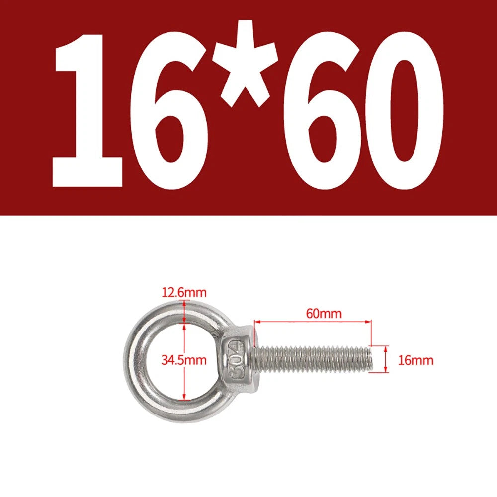 A2 Stainless Steel Eye Bolts DIN 580 — M10 M12 M14 M16 M18 M20 M24 Lifting Ring Bolt