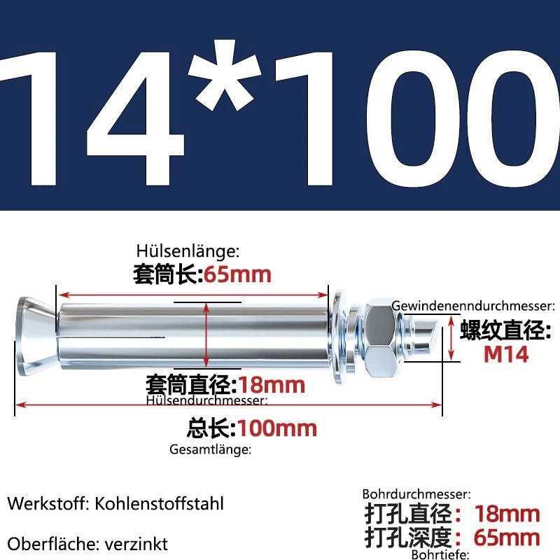 Sleeve Anchor Expansion Bolts for Concrete – Galvanised Carbon Steel M6 to M20 - HomeDIYer