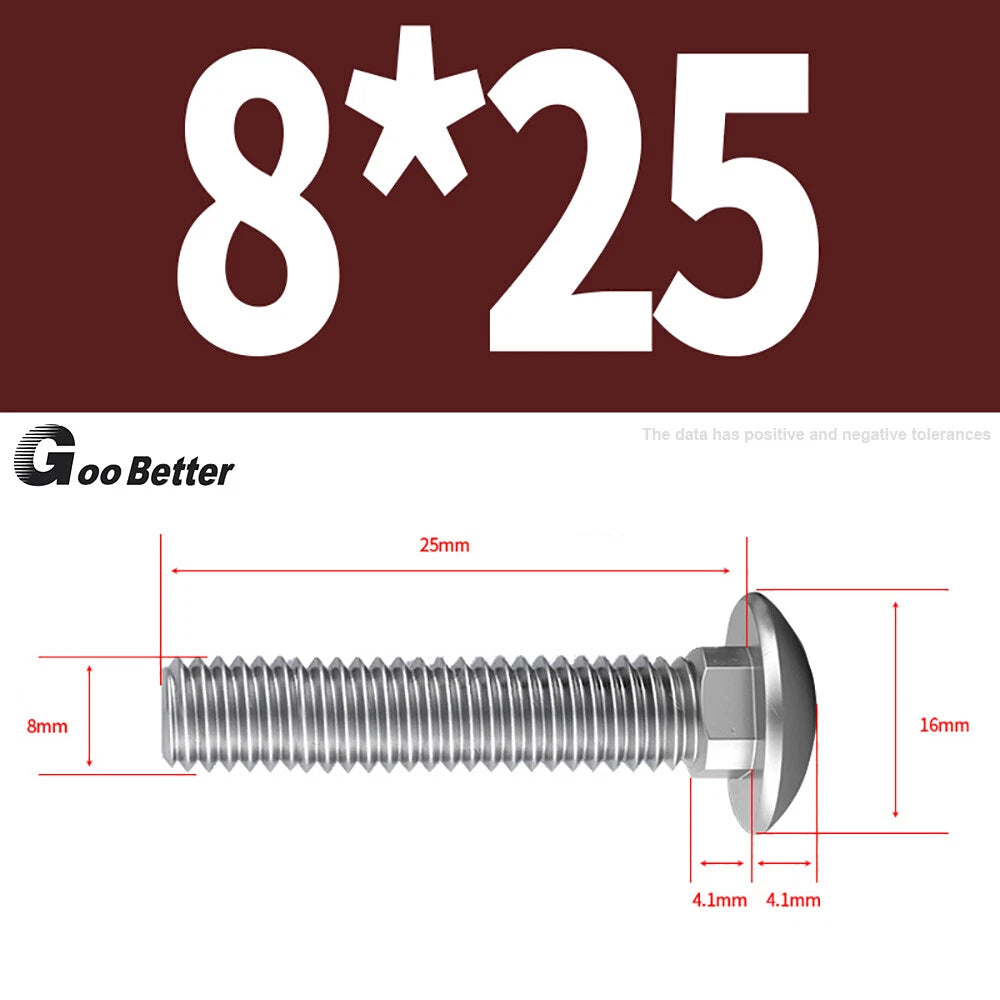M4–M12 Carriage Bolts A2 Stainless Steel | Cup Square Neck Screws