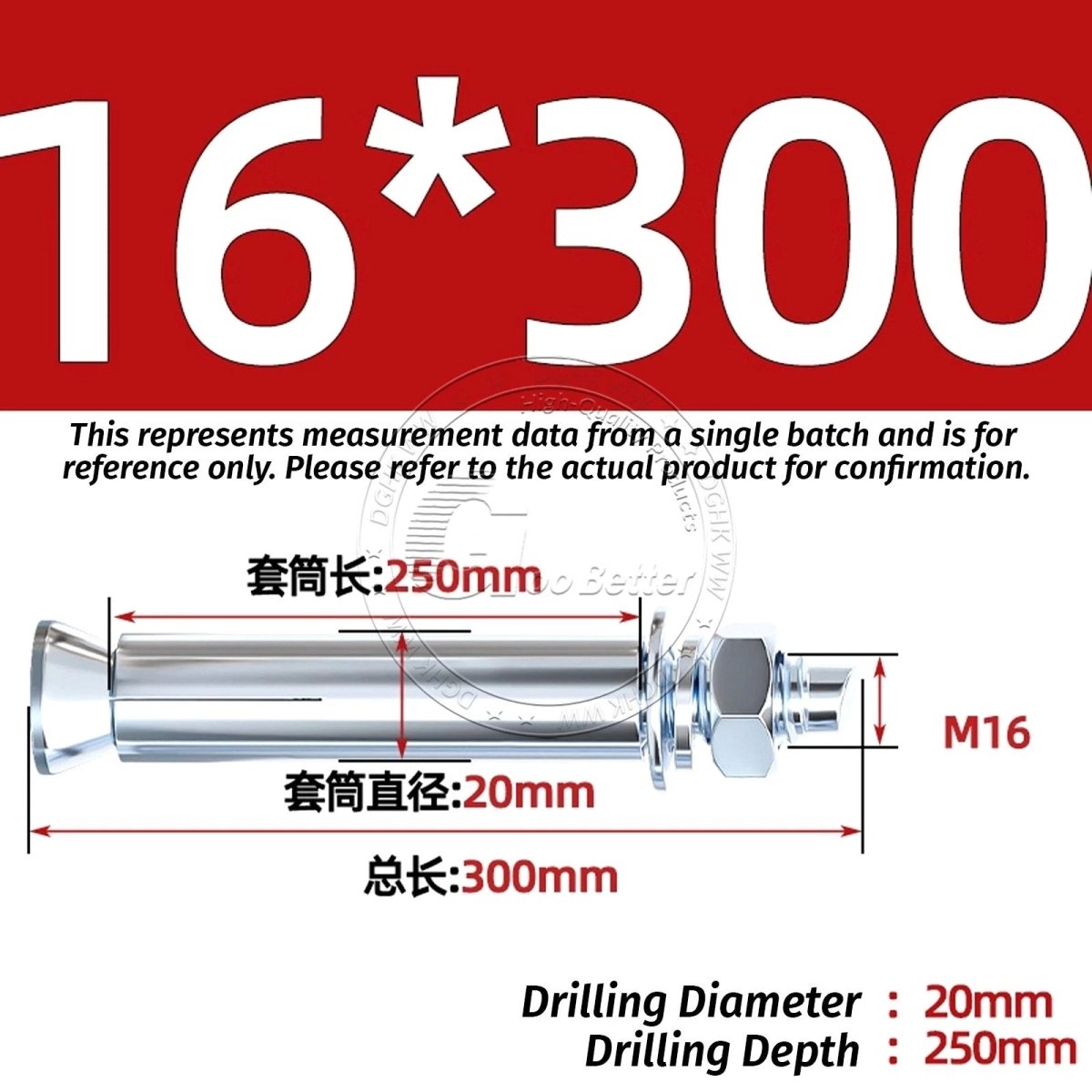 Concrete Expansion Anchor Bolts M6–M20, Extra Long Masonry Wall Screws – Iron Blue White Zinc / Iron - colour Zinc - HomeDIYer