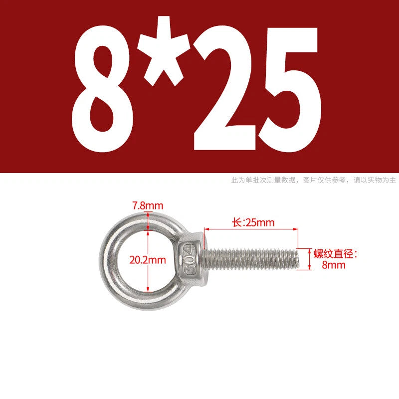 Lifting Eye Bolts A2 304 Stainless Steel M4 M5 M6 M8 M10 M12 M14 M16 M18 M20 M24