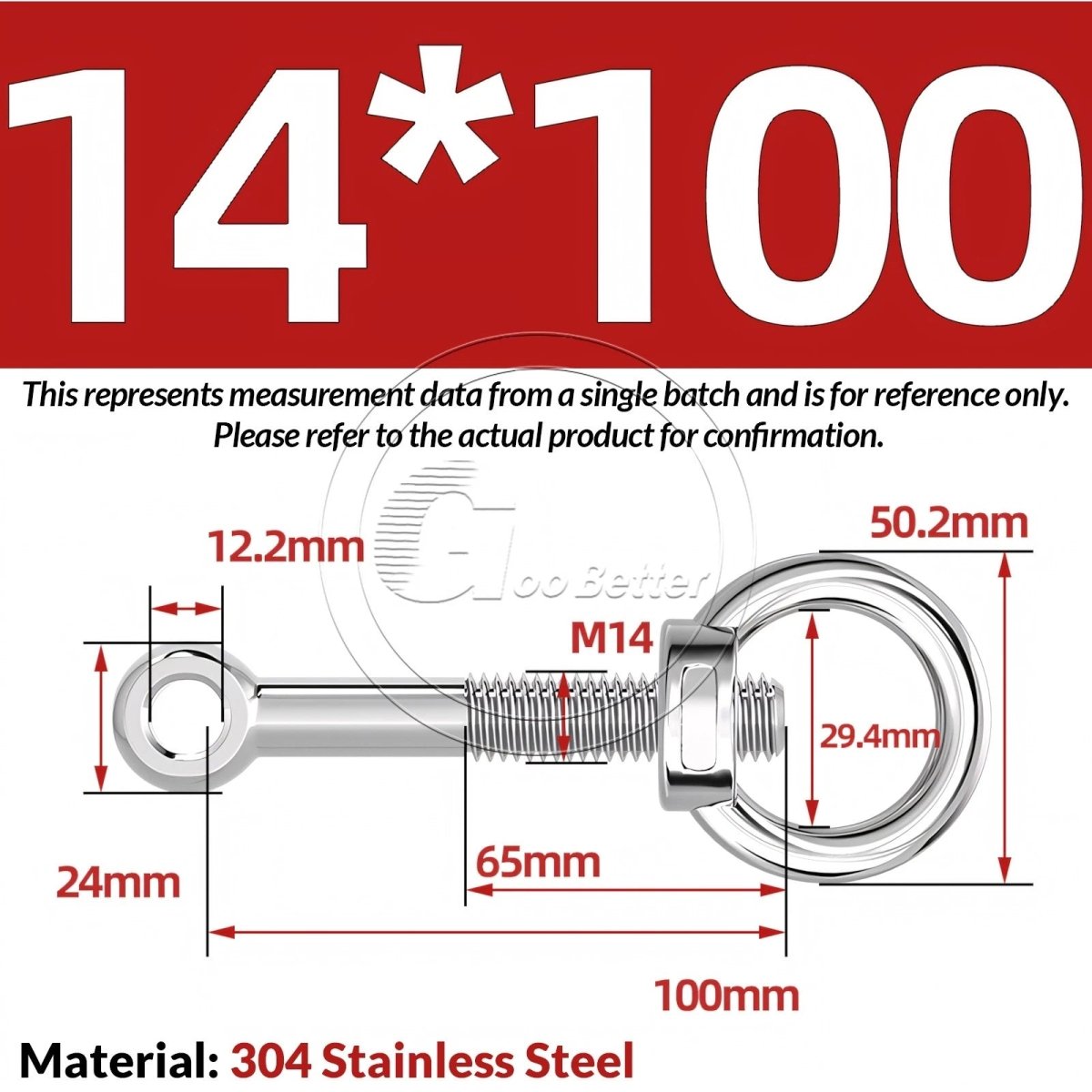 M10 M12 M14 Stainless Steel Eye Bolt & Eye Nut Set — A2 - 304, Threaded Lifting Ring - HomeDIYer