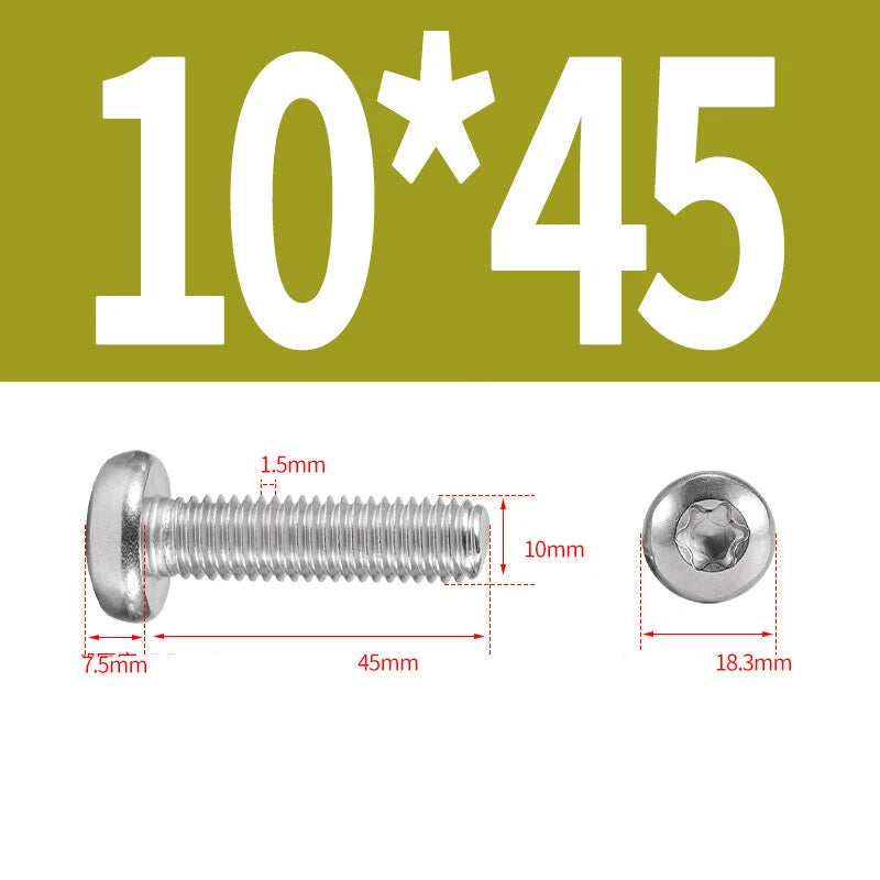 M6 M8 M10 A2 STAINLESS STEEL TORX PAN HEAD MACHINE SCREWS HEXOBULAR BOLTS