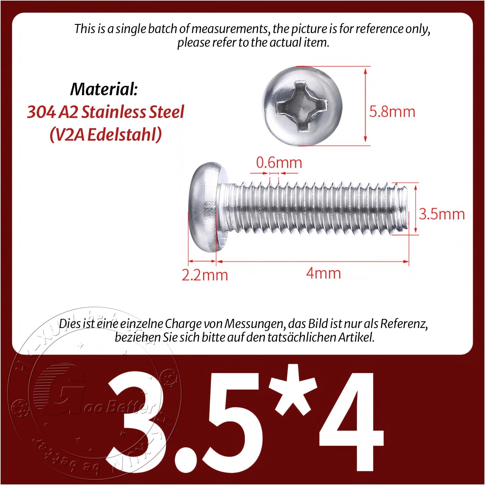 M3 M3.5 Phillips Pan Head Machine Screws – A2 Stainless Steel DIN 7985H (3–180mm Lengths)