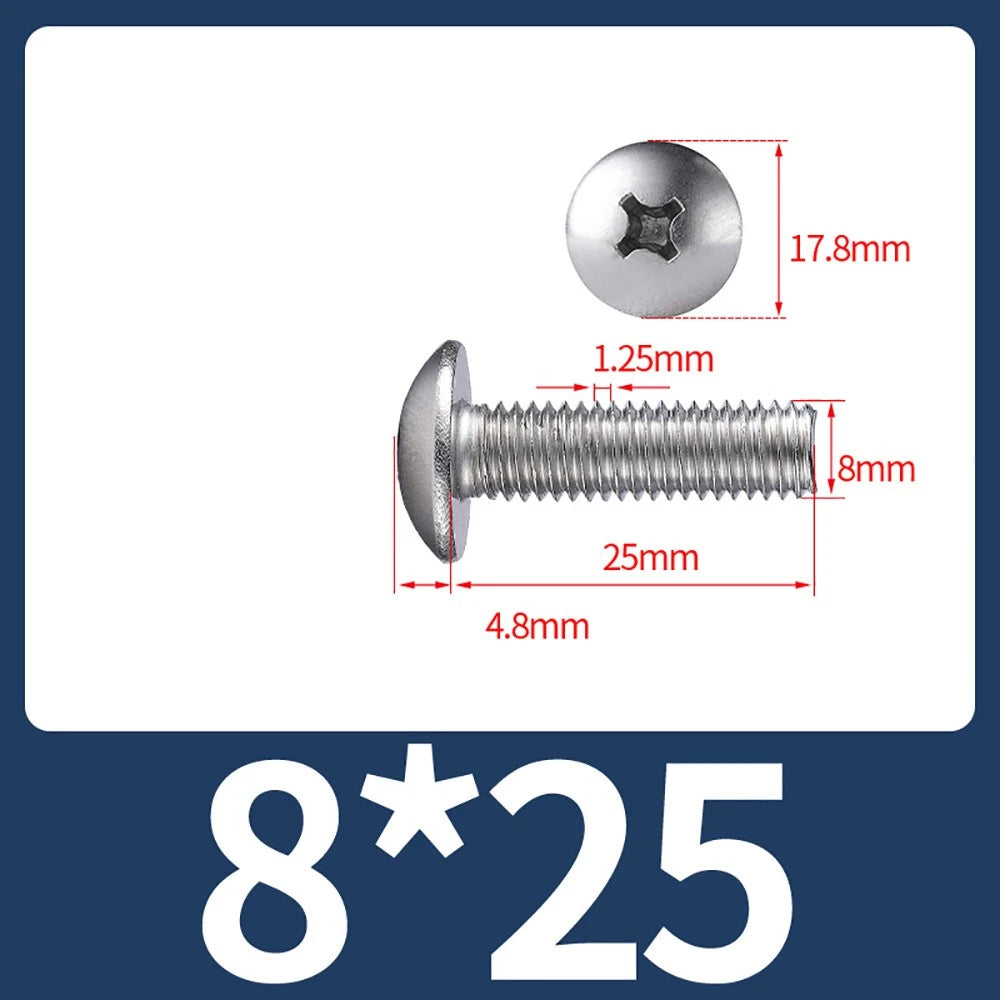M4-M8 Phillips Truss Head Machine Screw Large Flat Head Screws Stainless Steel