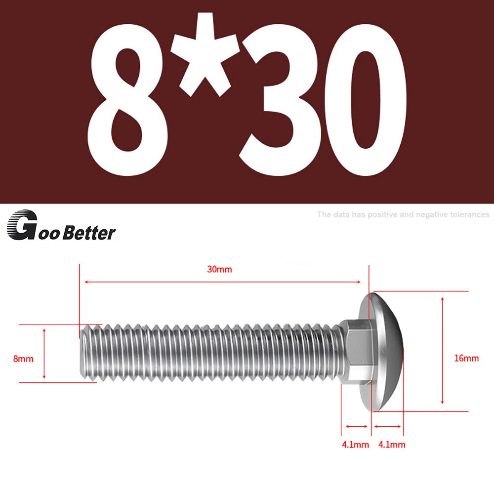 M4–M12 Carriage Bolts A2 Stainless Steel | Cup Square Neck Screws