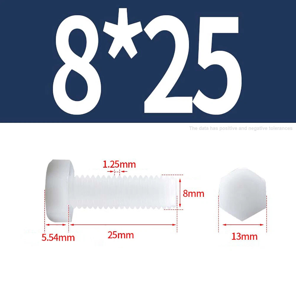 M3–M12 White Nylon Hex Bolts | Plastic Hexagon Head Machine Screws DIN 933