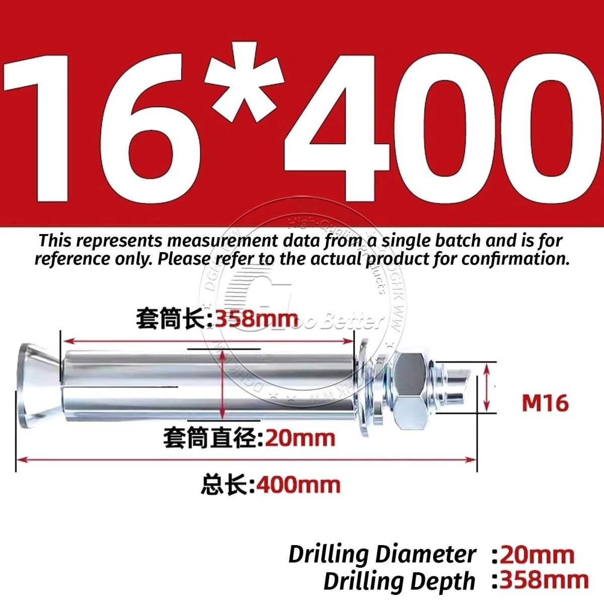 Concrete Expansion Anchor Bolts M6–M20, Extra Long Masonry Wall Screws – Iron Blue White Zinc / Iron - colour Zinc - HomeDIYer