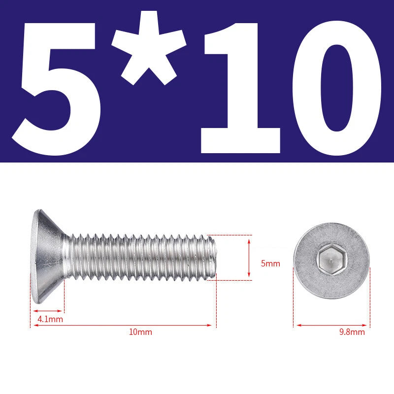 Allen Countersunk Head Screws V4A Steel Hexagon Socket Flat Head Machine Screw