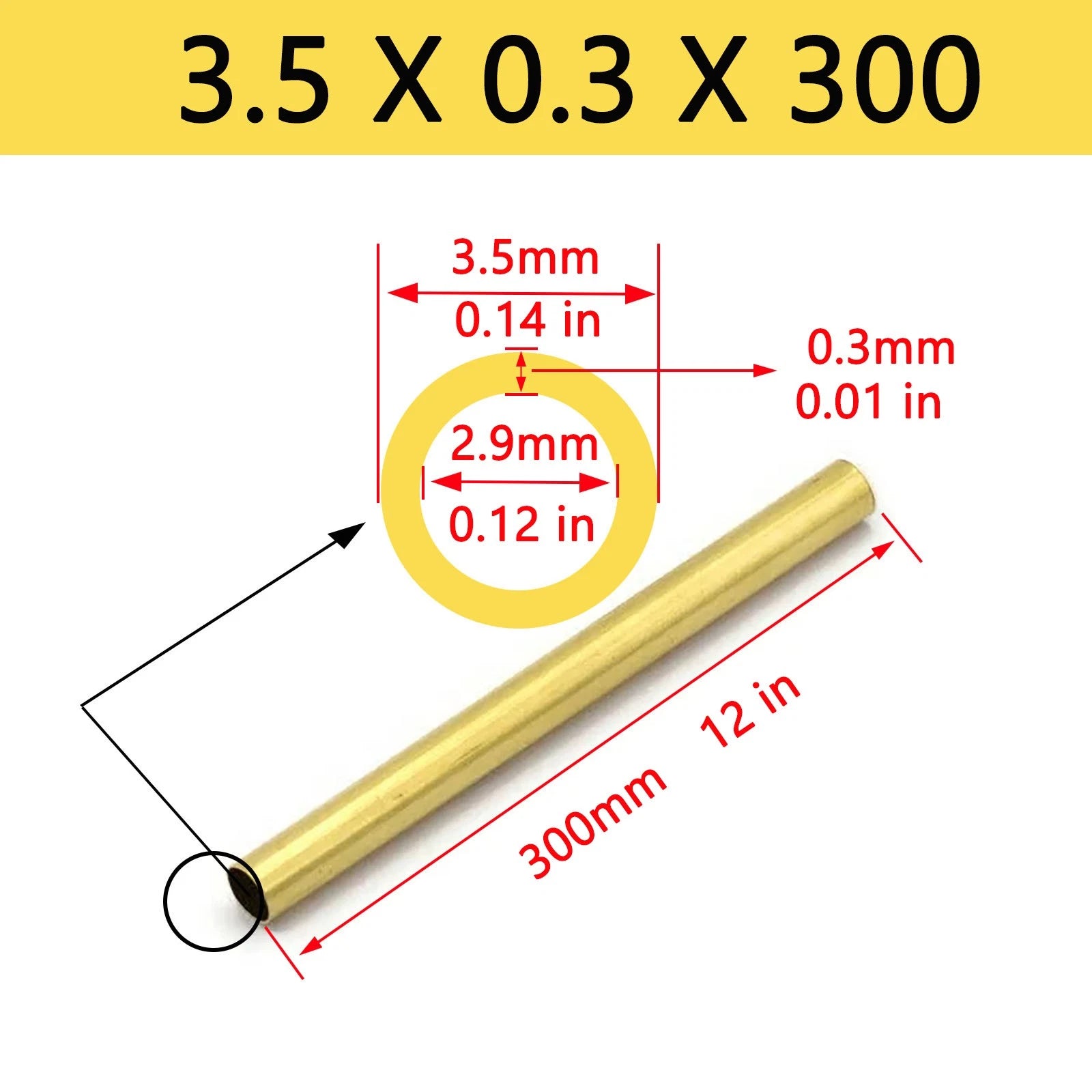 Brass Tubes ROUND PIPE Cu 62% OD 2mm 3mm 4mm 5mm 6mm To 25mm Length 300mm 0.3m