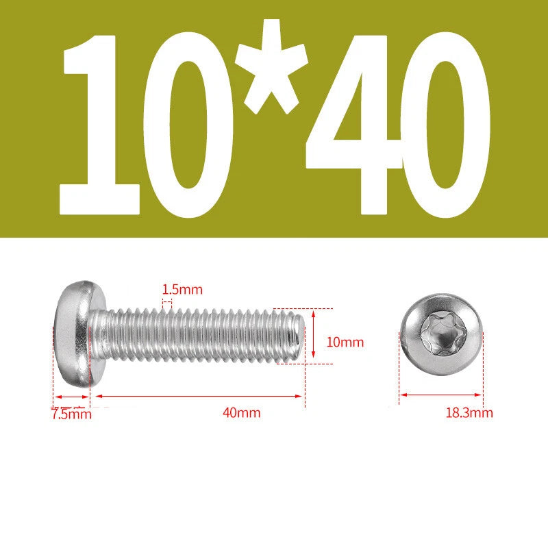 M6 M8 M10 A2 STAINLESS STEEL TORX PAN HEAD MACHINE SCREWS HEXOBULAR BOLTS