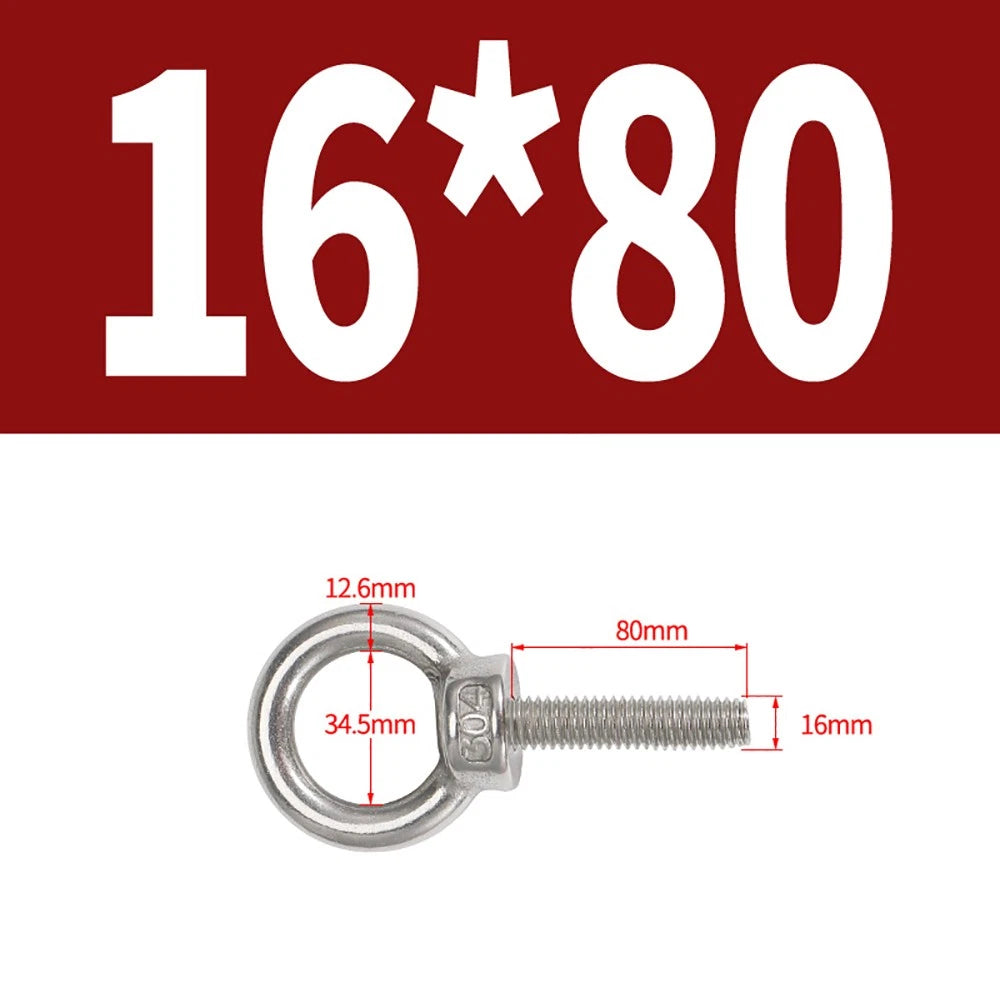 A2 Stainless Steel Eye Bolts DIN 580 — M10 M12 M14 M16 M18 M20 M24 Lifting Ring Bolt