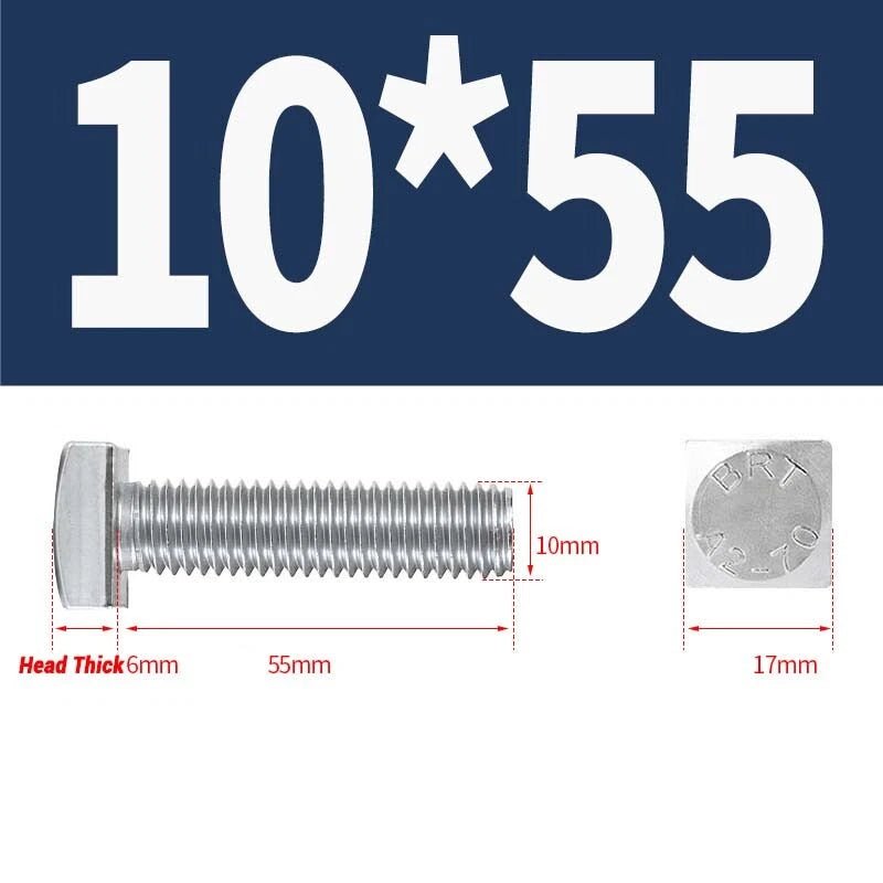 Square Head Bolts M4 M5 M6 M8 M10 M12 — A2 304 Stainless Steel, Multiple Lengths - HomeDIYer