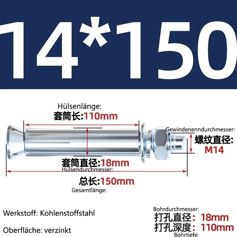 Sleeve Anchor Expansion Bolts for Concrete – Galvanised Carbon Steel M6 to M20 - HomeDIYer